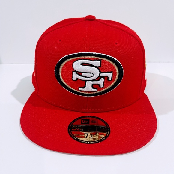 SF 49ERS RED Fitted Hat with Super Bowl Patches. Unisex. - Picture 2 of 6